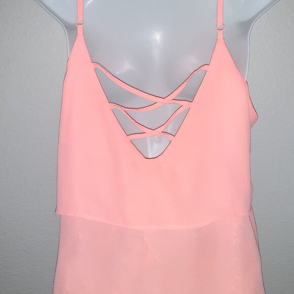 Day-Glo Neon Retro Pink Camisole Top * Pinky-Orange Coral * Lattice * XL * EUC * - Picture 8 of 8